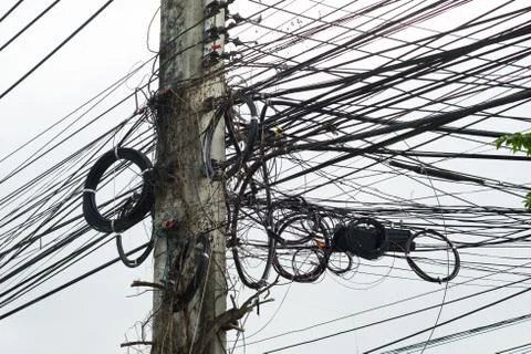 Power line pole Stock Photos