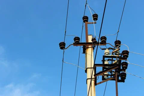 Power line pole Stock Photos