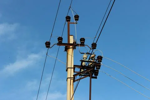 Power line pole Foto stock