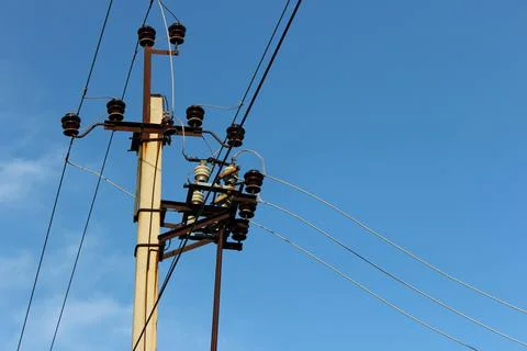 Power line pole Stock Photos