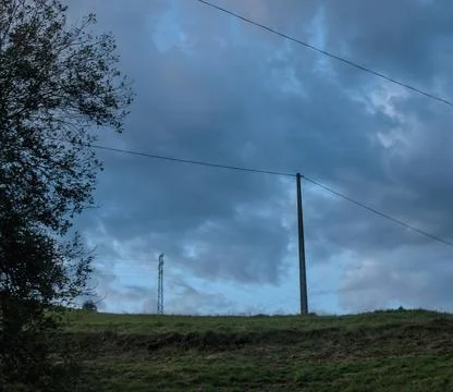 Power line pole Stock Photos