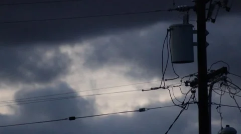 Power line pole transformer Stock Footage 47526983