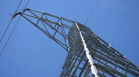 Power Line Powerful Shot From Below Stock Footage 68367960