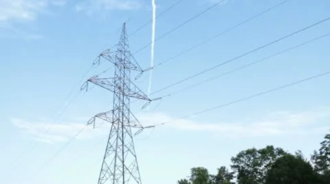 Power line pylons 4 Stock Footage 22030302