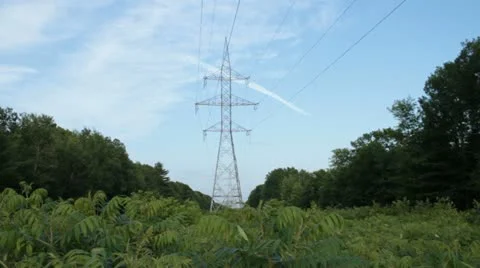 Power line pylons 5 Stock Footage 22030535