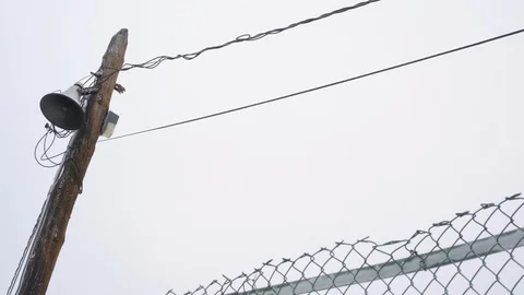 Power line in the snow Stock Footage 102082996