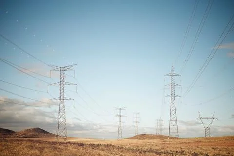 Power line in Spain Stock Photos