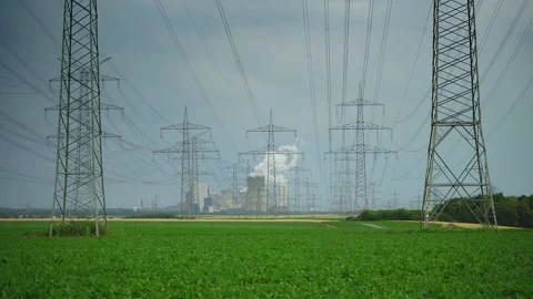Power Line with stormy Sky Stock Footage 136640822