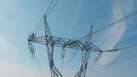 Power line support on electric pole Video stock 250731132