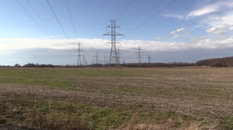 A Power Line Sweep Stock Footage 58447427