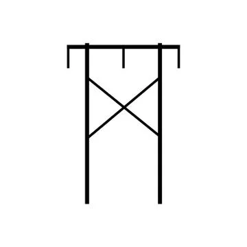 Power line symbol flat design. Electric power line tower icon. Stock Illustration