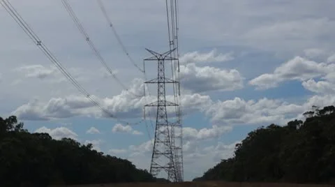 Power line, time-lapse Stock Footage 10799948