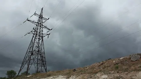 Power line. Time lapse. Video stock 25231519