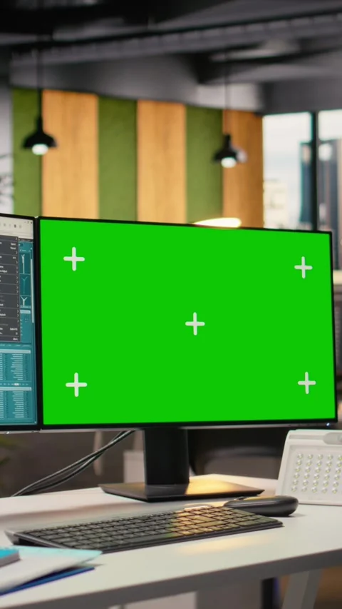 Power line tower CAD design displayed on green screen PC in engineering office Stock Footage 315415805