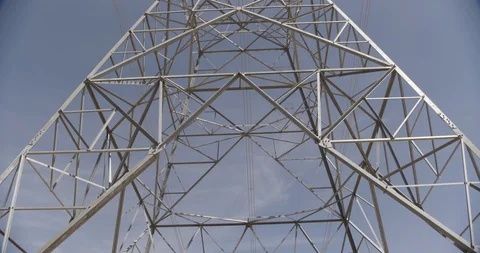 Power Line Tower Detail Stock Footage 89942618