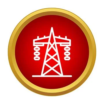 Power line tower icon representing electricity and energy Stock Illustration