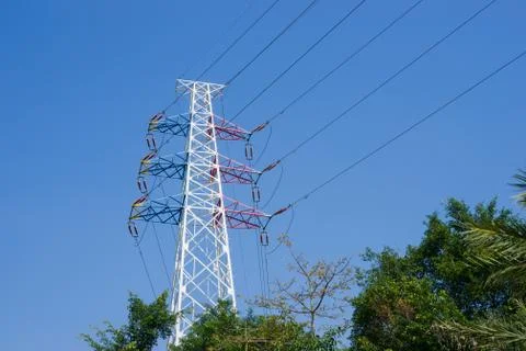 Power line tower Stock Photos