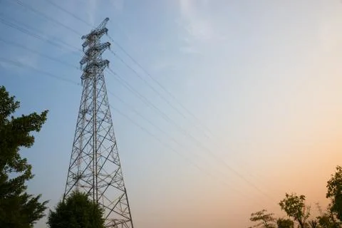 Power line tower Stock Photos