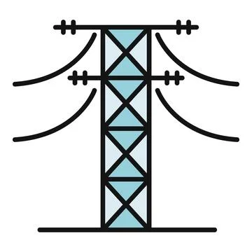Power line transmission tower supplying electricity distributing energy Stock Illustration