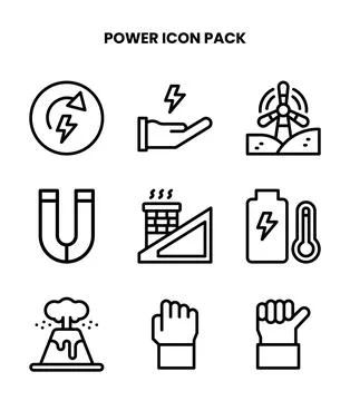 Power Line UI Icons Pack Stock Illustration