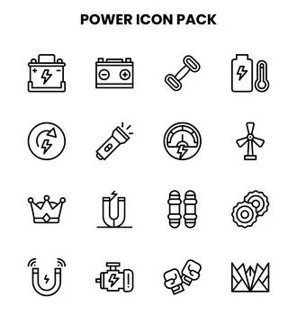 Power Line UI Icons Pack Ilustração Stock