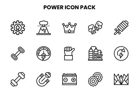 Power Line Vector Icons Pack Illustrazione stock