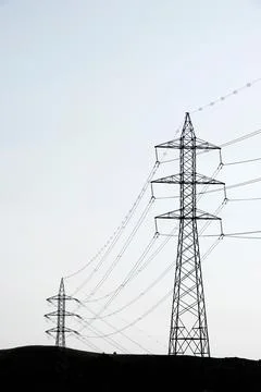 Power line view Foto stock