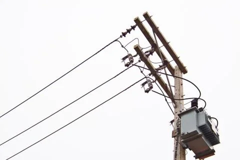Power line on white background. Stock Photos