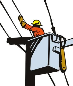 Power lineman cherry picker. Stock Illustration