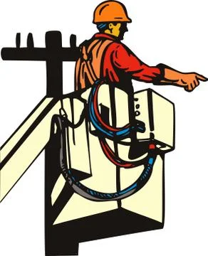 Power lineman cherry picker. Stock Illustration