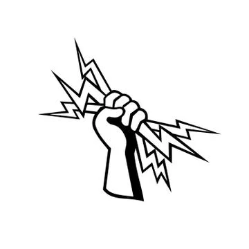 Power Lineman Electrical Worker or Electrician Hand Holding Lightning Bolt Re Stock Illustration