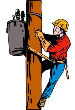 Power lineman electrician Stock Illustration