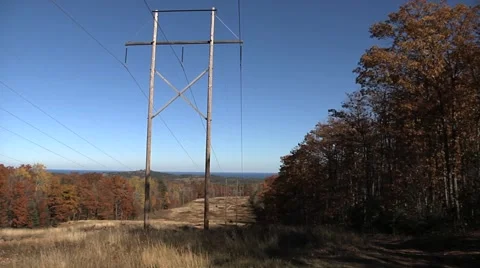 Power Lines 3 Stock Footage 45577413