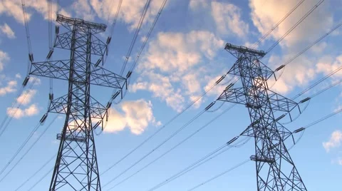 Power Lines Against Sky, Time Lapse, 4K 스톡 동영상 44305254