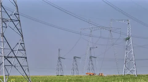Power Lines and Electricity Stock Footage 11698376