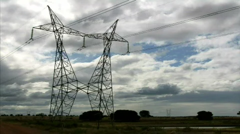  Power lines and fast clouds Stock-Footage 145494