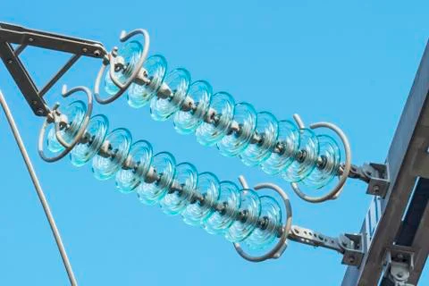 Power lines and insulators Stock Photos