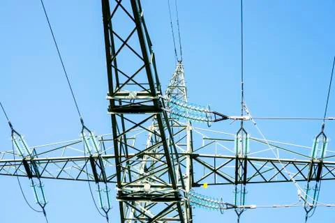 Power lines and insulators Stock Photos