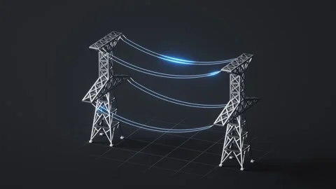 Power lines between the transmission towers, 3d rendering. Stock Footage 341308759