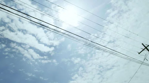 Power Lines with Blue Sky Stock Footage 277423525