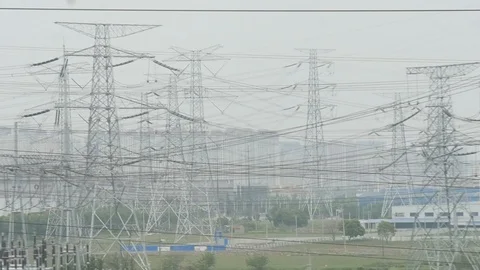 Power Lines in China Stock Footage 123981388
