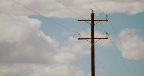 Power Lines with Cloudy Sky Background Static Shot Stock Footage 108628847
