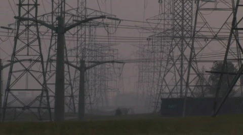 Power Lines at Dusk 2 Stock Footage 280615
