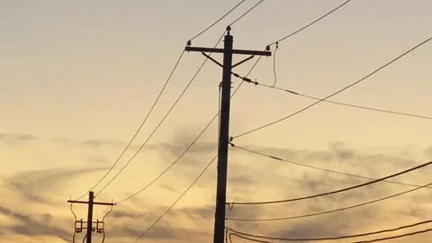 Power Lines at Dusk Stock Footage 208953530