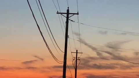 Power Lines at Dusk Stock Footage 208953545