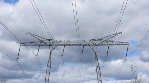 Power lines for electricity distribution. High voltage. Stock Footage 310259804