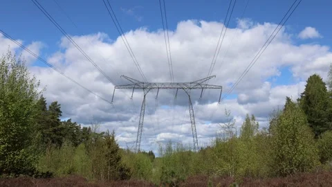 Power lines for electricity distribution. High voltage. Stock Footage 310259805