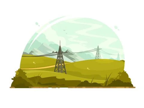 Power lines electricity Ilustração Stock