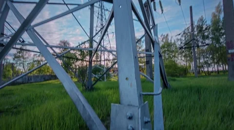 Power lines energized Stock Footage 62945432