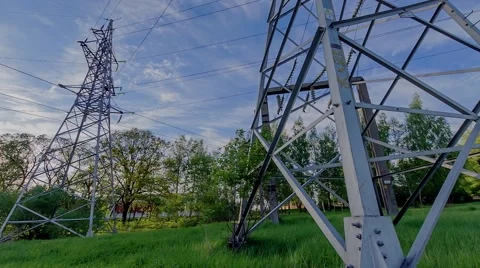 Power lines energized Stock Footage 62945439